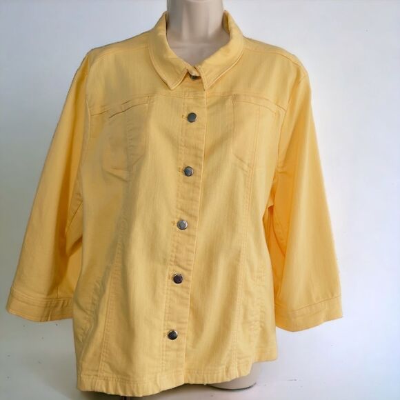 Yellow Jean Jacket by N Touch, size 1X - Picture 10 of 12